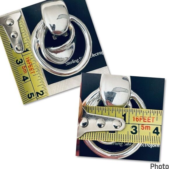 Vintage Large E&L Made in Israel Sterling Silver Hollow  NWT E&L Made in Israel gorgeous sterling silver electroform Dangle Hoop earrings